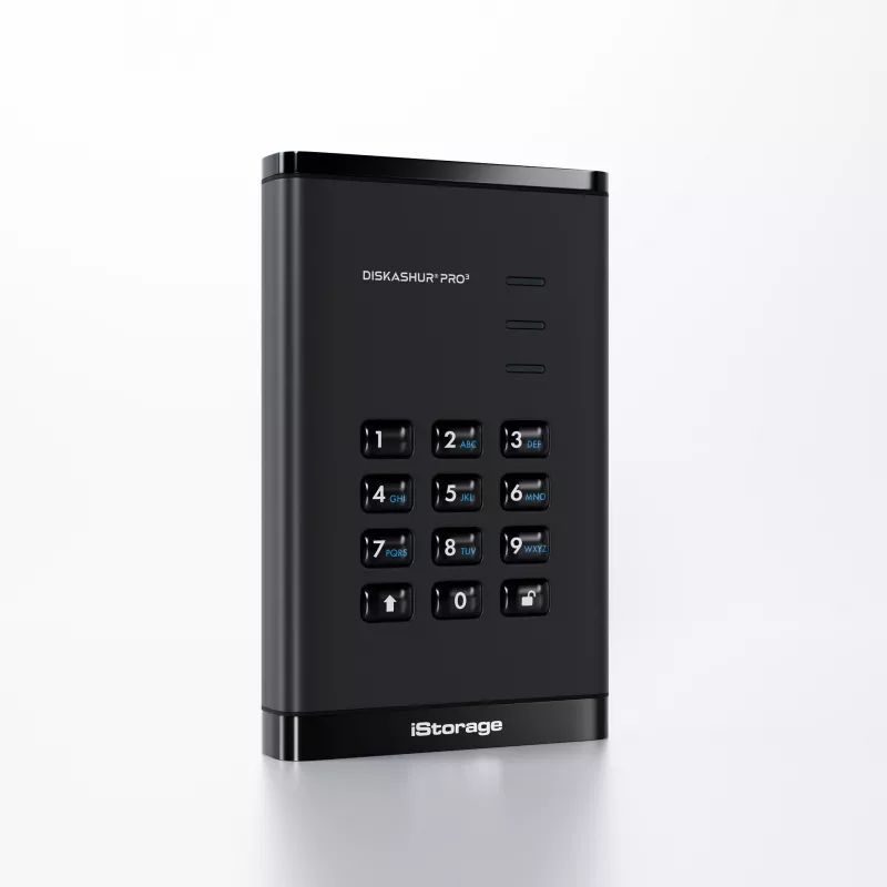 iStorage diskAshur PRO3 SSD 256-bit 2TB FIPS 140-3 Level 3, 2 TB, 2,5 tolli, USB Type-A / USB USB-C, 3.2 Gen 1 (3.1 Gen 1), 448 MB/s, must