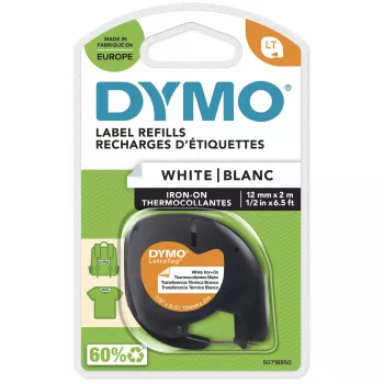 DYMO LetraTag triigitavad riidesildid | Originaal | 12 mm x 2 m rull | Must trükk valgel | Triigitavad riidesildid ideaalsed vormiriietusele/lasteriietele | LetraTag printeritele