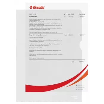 Esselte mapp 120mü A4, A4, polüvinüülkloriid (PVC), läbipaistev, 220 mm, 307 mm, 1 mm