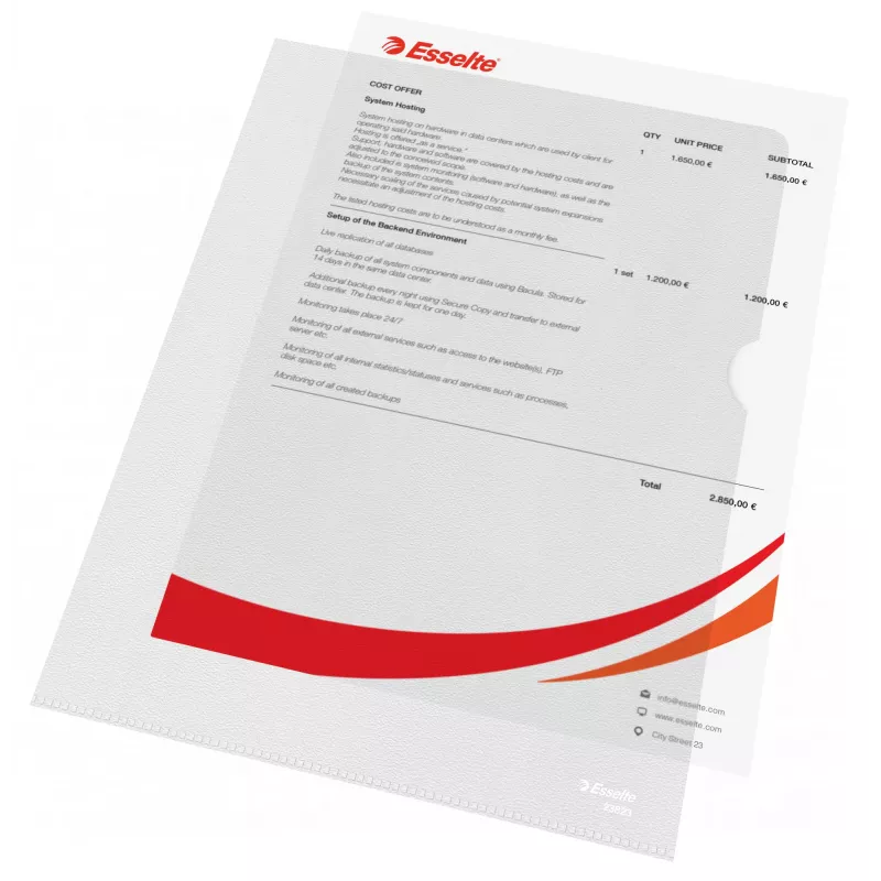 Esselte mapp 120mü A4, A4, polüvinüülkloriid (PVC), läbipaistev, 220 mm, 307 mm, 1 mm