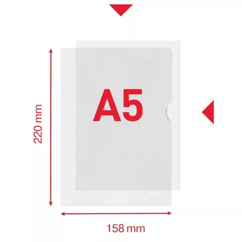 Esselte Premium A5 kaust, Projektikaust, A5, Polüpropüleen (PP), Läbipaistev, Portree, 40 lehte
