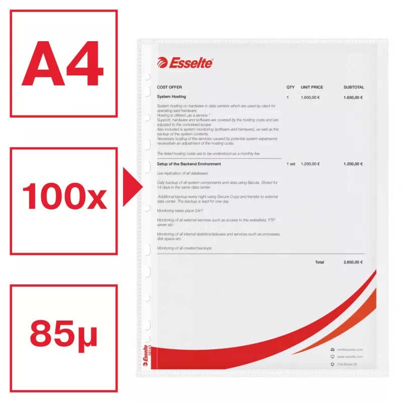 Esselte Quality Pocket A4 Opened Left, 30% tarbimiseelset taaskasutatud plasti