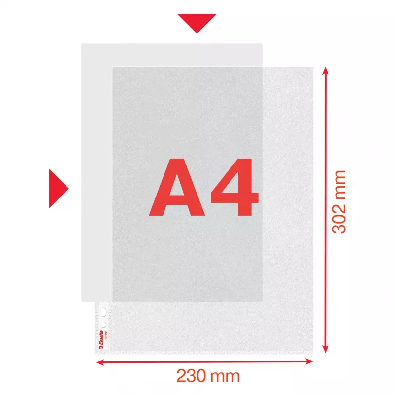 Esselte Premium tasku A4 avatud ülevalt ja vasakult, 30% tarbimiseelset taaskasutatud plasti