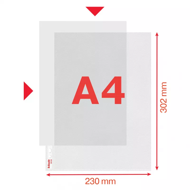Esselte Premium tasku A4, avatud ülevalt ja vasakult, 30% tarbimiseelset taaskasutatud plasti