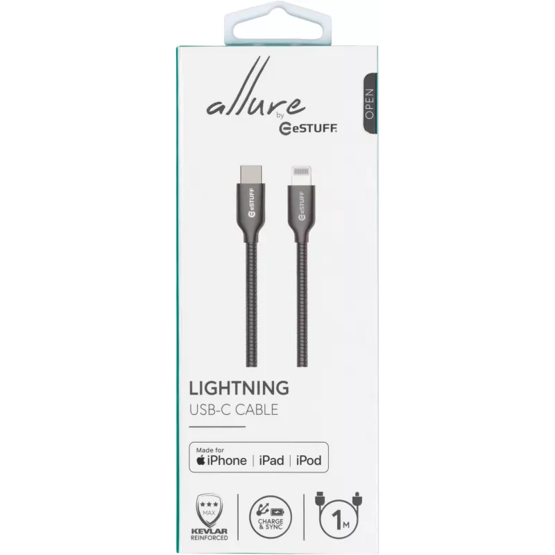 eSTUFF ES602160 lightning-kaabel 1 m roostevaba teras