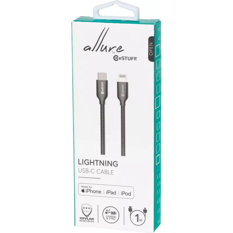 eSTUFF ES602160 lightning-kaabel 1 m roostevaba teras