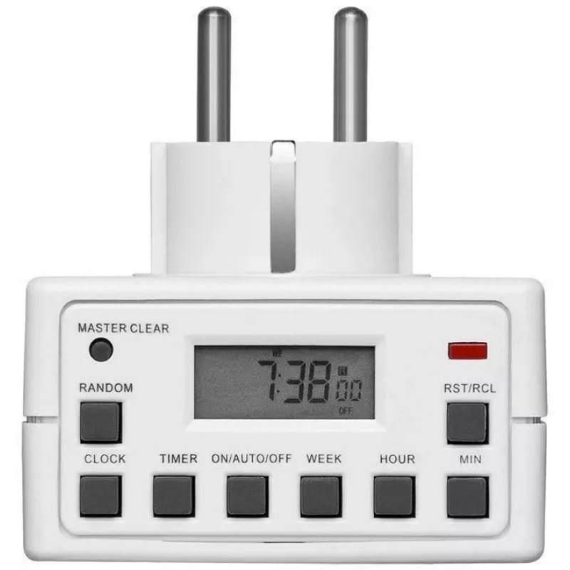 Nutipistik MicroConnect GRUTIMER3 — sisene taimerlüliti LCD-ga, 110×81×78 mm, valge