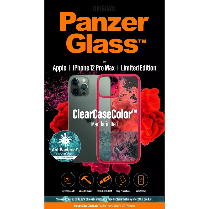 PanzerGlass® ClearCaseColor™ iPhone 12 Pro Max – Mandarin Red Limited Edition