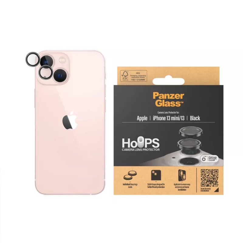 PanzerGlass Hoops kaamera läätsekaitsja iPhone 13 mini 13 must kriimustuskindel