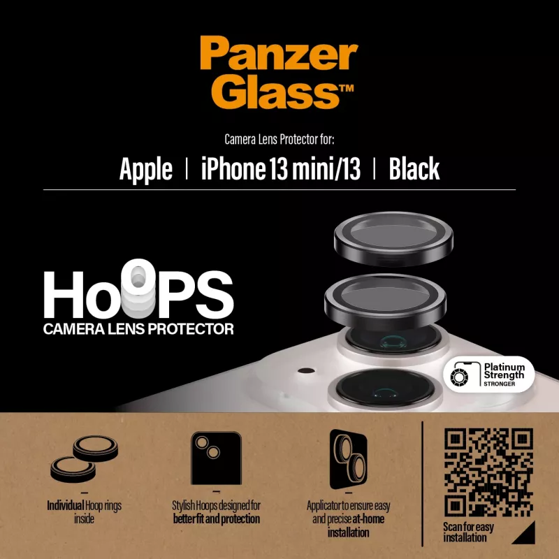 PanzerGlass Hoops kaamera läätsekaitsja iPhone 13 mini 13 must kriimustuskindel
