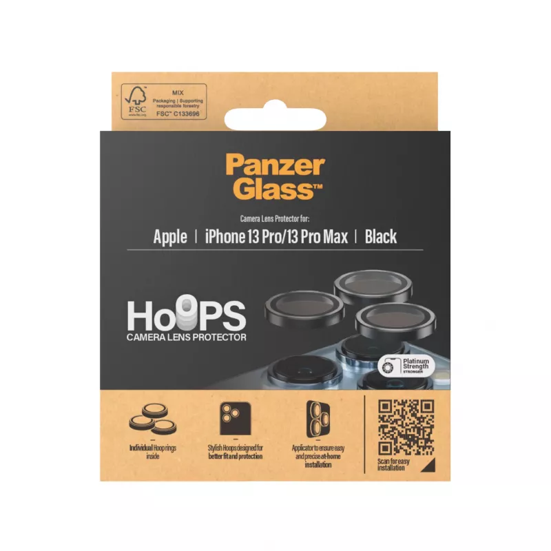 PanzerGlass Hoops kaamera objektiivi kaitse iPhone 13 Pro 13 Pro Max must kriimustuskindel