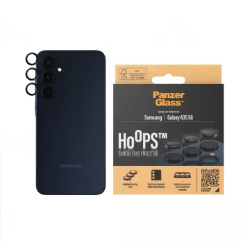 Kaamera objektiivi kaitse PanzerGlass Hoops Samsung Galaxy A35 5G jaoks, karastatud klaas, must raam