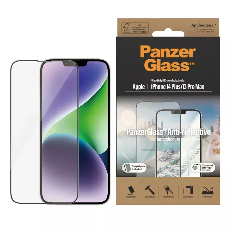 PanzerGlass ® peegeldusvastane ekraanikaitse iPhone 14 Plus | 13 Pro Max | ülilai sobivus EasyAligneriga