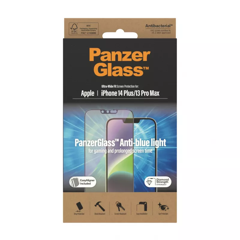 PanzerGlass ® sinist valgust blokeeriv ekraanikaitse iPhone 14 Plus | 13 Pro Max | ülilalai sobivus EasyAligneriga