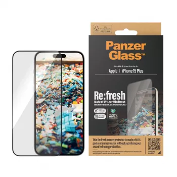 PanzerGlass ® Re:fresh ekraanikaitse iPhone 15 Plus | Ülilai sobivus EasyAligneriga