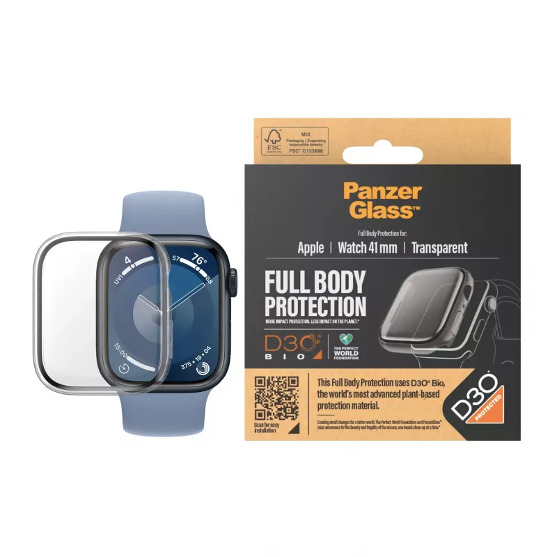 PanzerGlass ekraanikaitse täiskere Apple Watch Series 9 41 mm läbipaistev