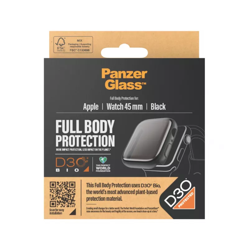 PanzerGlass ekraanikaitse Full Body Apple Watch Series 9 D3O 45mm must