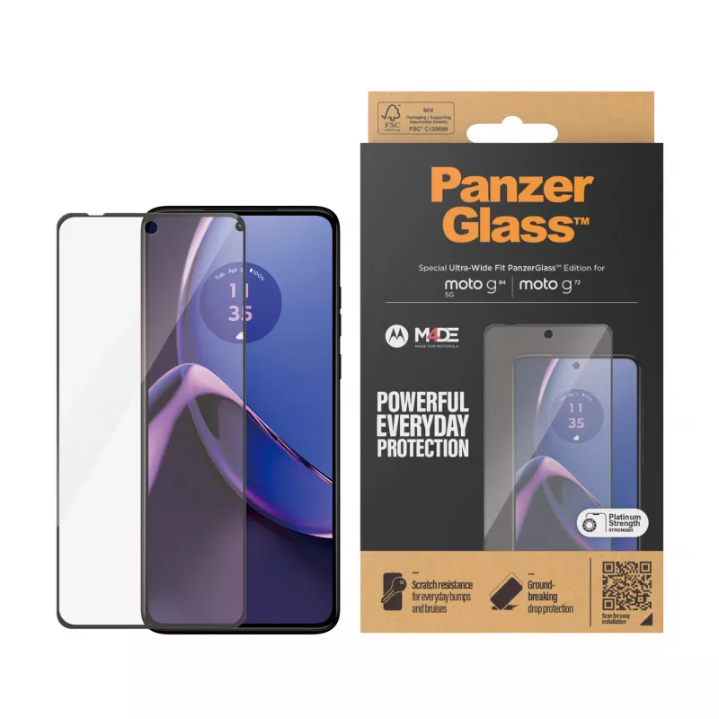 PanzerGlass ® ekraanikaitse Motorola moto g84 | g72 | Ultra-Wide Fit