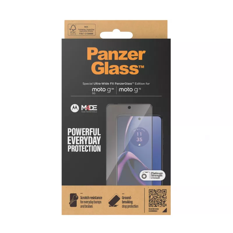 PanzerGlass ® ekraanikaitse Motorola moto g84 | g72 | Ultra-Wide Fit