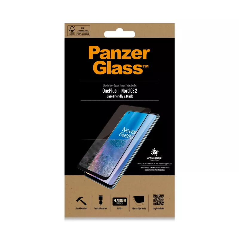 Ekraanikaitse PanzerGlass OnePlus Nord 2 CE kriimustus- põrutuskindel antibakteriaalne
