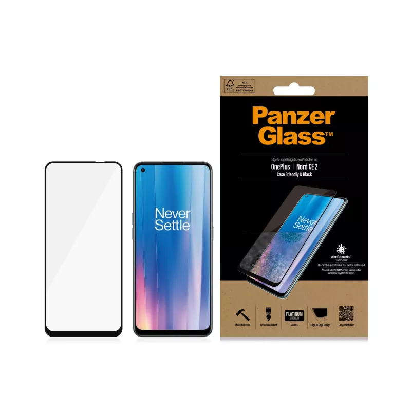 Ekraanikaitse PanzerGlass OnePlus Nord 2 CE kriimustus- põrutuskindel antibakteriaalne