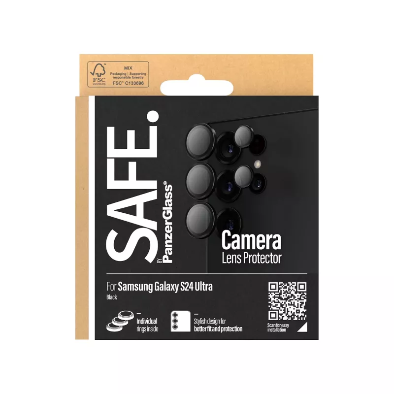 Kaamera objektiivi kaitse PanzerGlass SAFE Samsung Galaxy S24 Ultra Must Kriimustus- ja löögikindel