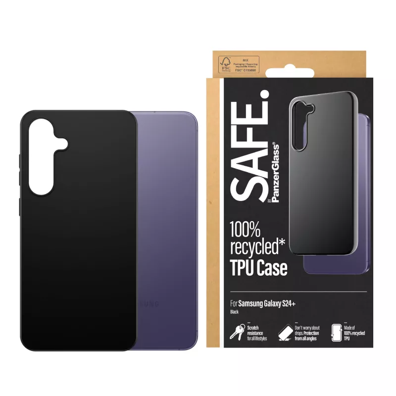 PanzerGlass SAFE. by ® TPU ümbris Samsung Galaxy S24+ | Must, kate, Samsung, Samsung - Galaxy S24 Plus, must