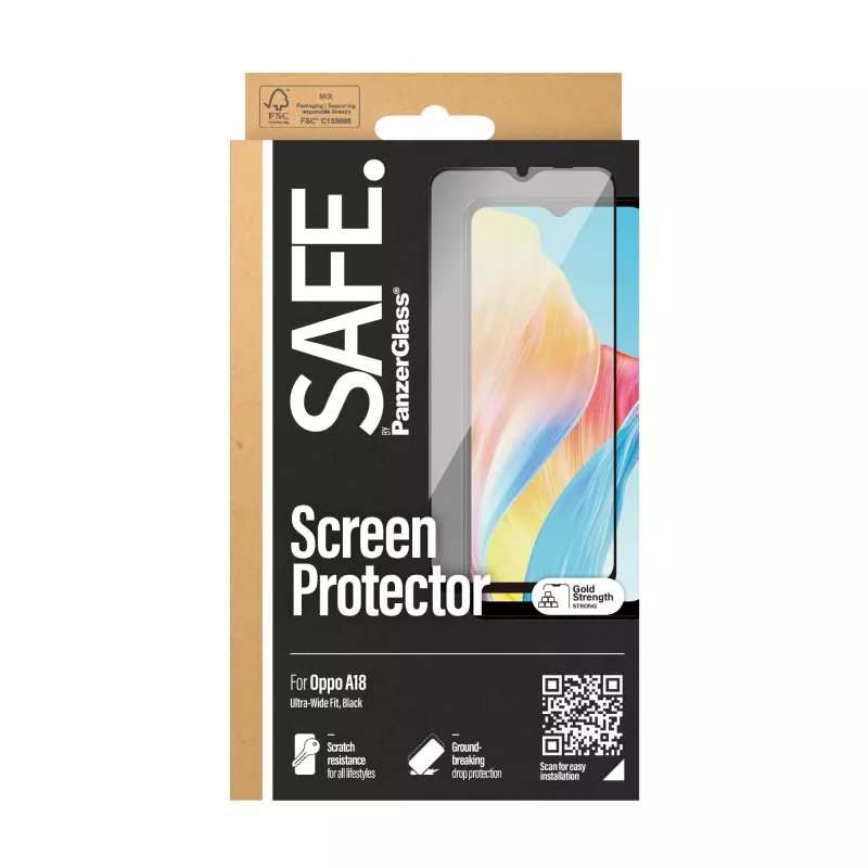 PanzerGlass SAFE. by ® ekraanikaitse Oppo A18 | Ultra-Wide Fit