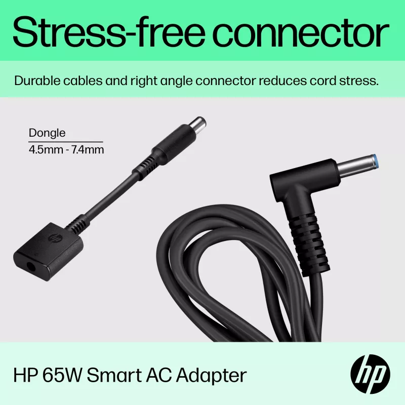HP 65W nutikas vahelduvvooluadapter, sülearvuti, sisetingimustes, 65 W, ühildub HP ProBook 440 G6 sülearvutiga; HP ProBook 450 G6 sülearvutiga; HP ProBook x360 11..., äriklass, must