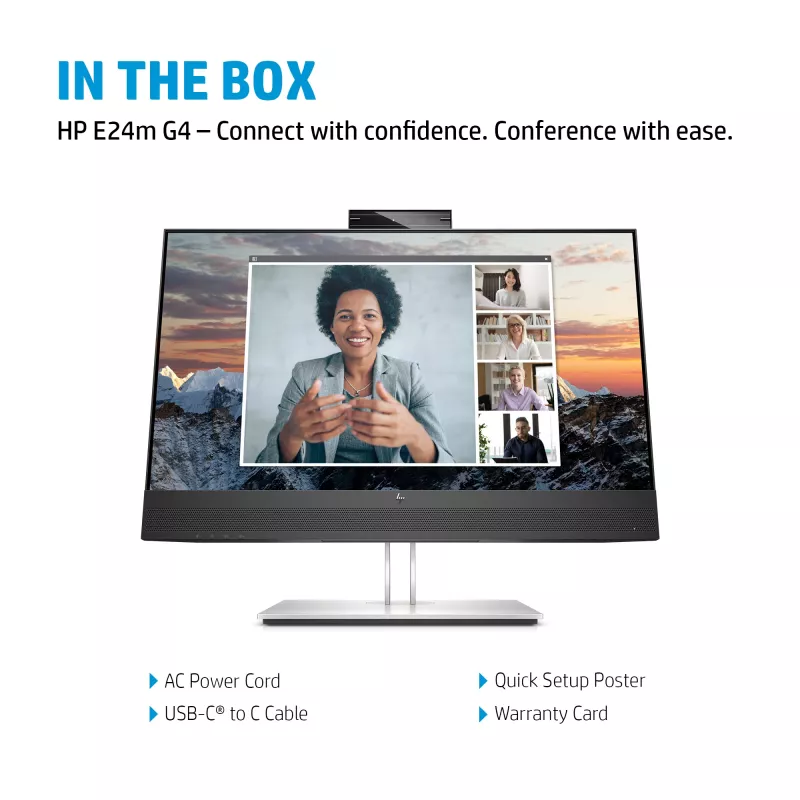 HP E24m G4 arvutikuvar 60,5 cm (23,8 tolli) 1920 x 1080 pikslit Full HD Must, Hõbedane