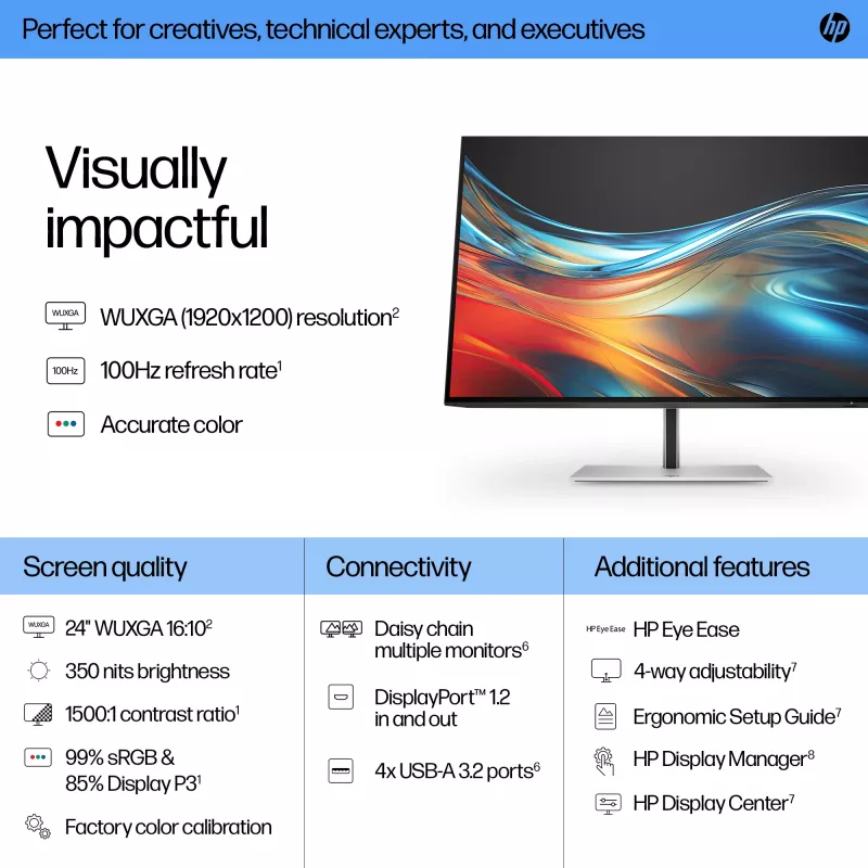 HP Series 7 Pro 24-tolline WUXGA monitor - 724pn PVC-vaba