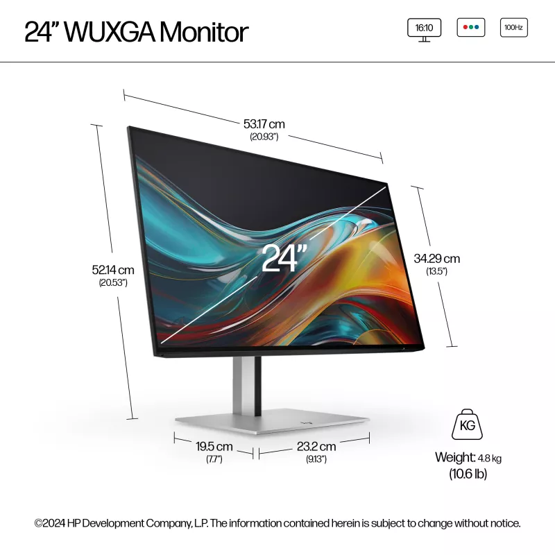 HP Series 7 Pro 24-tolline WUXGA monitor - 724pn PVC-vaba