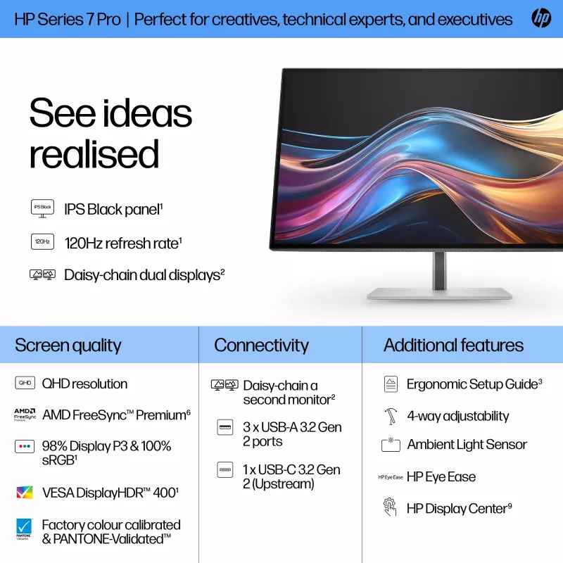 Monitor HP Series 7 Pro 27-tolline QHD-ekraan Quad HD 2560 x 1440