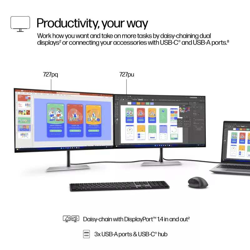 HP Series 7 Pro 27-tolline QHD-kuvar – 727pq PVC-vaba