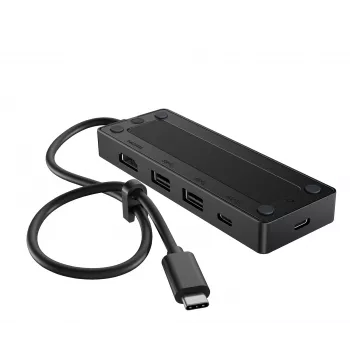 USB-C Travel Hub G3 — HP, USB 3.2 Gen 2 USB-C host, HDMI, USB-A, PD kuni 65 W, 116×41,9×14,5 mm