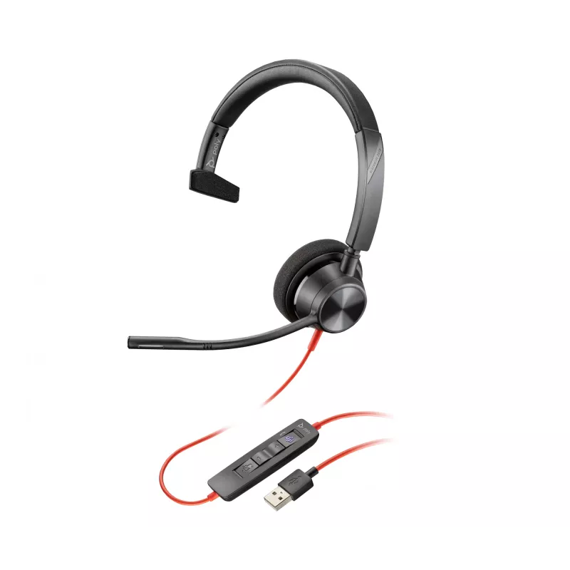 HP Poly Mustwire 3310 Microsoft Teams Certified Headset +USB-C/A Adapter TAA
