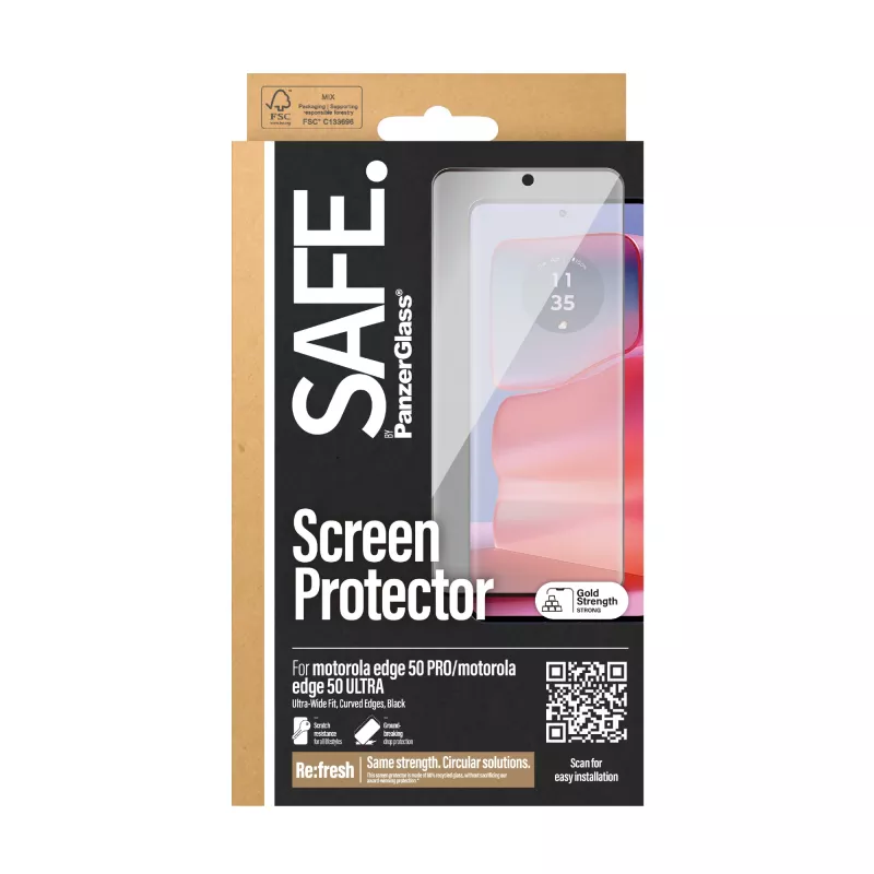 PanzerGlass SAFE. by ® ekraanikaitse Motorola edge 50 Pro | Ultra | ülilai liibuvus