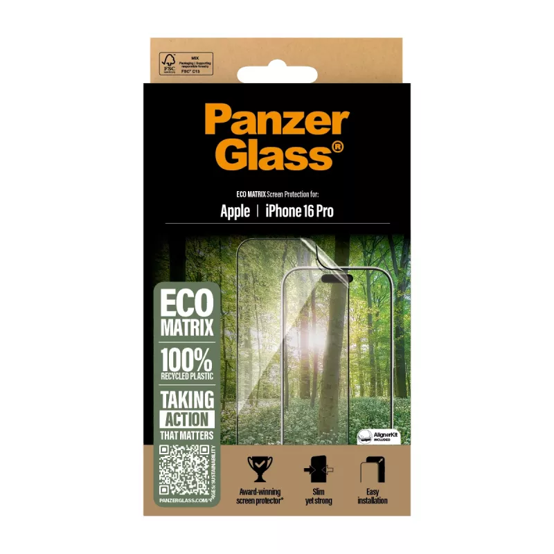 PanzerGlass ® ECO MATRIX ekraanikaitse iPhone 16 Pro | ülilai sobivus