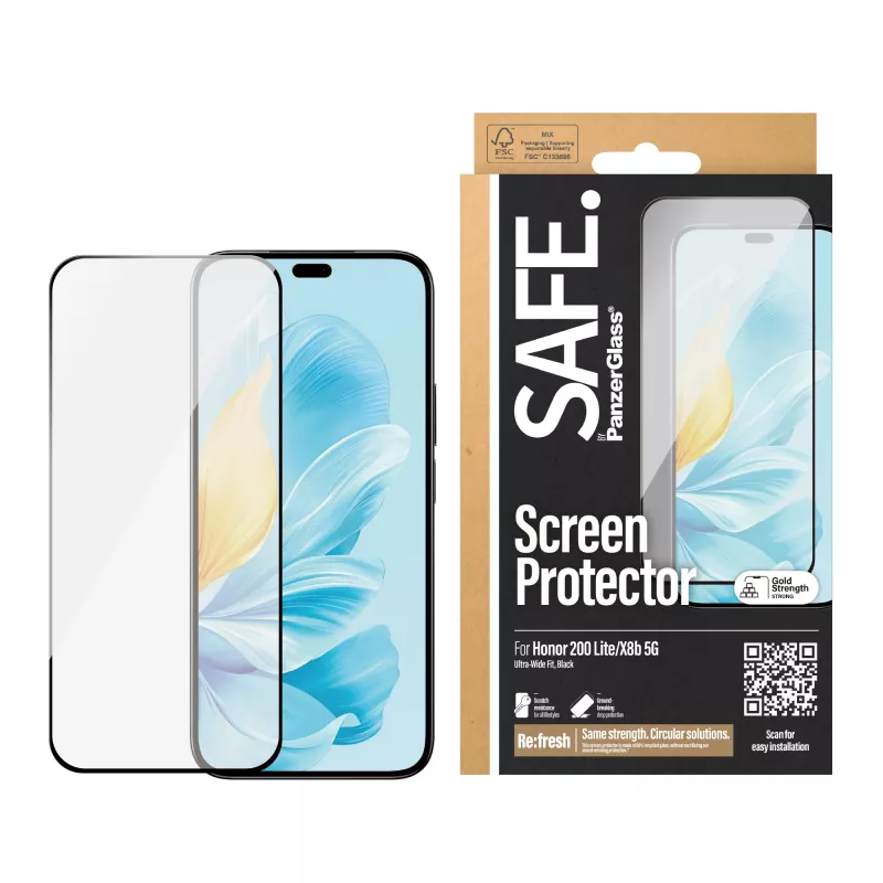 PanzerGlass SAFE. by ® ekraanikaitse Honor 200 Lite | X8b 5G | Ultra-Wide Fit