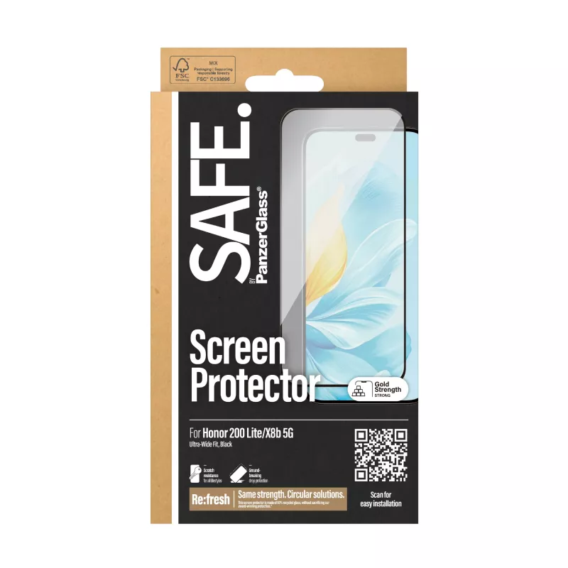 PanzerGlass SAFE. by ® ekraanikaitse Honor 200 Lite | X8b 5G | Ultra-Wide Fit
