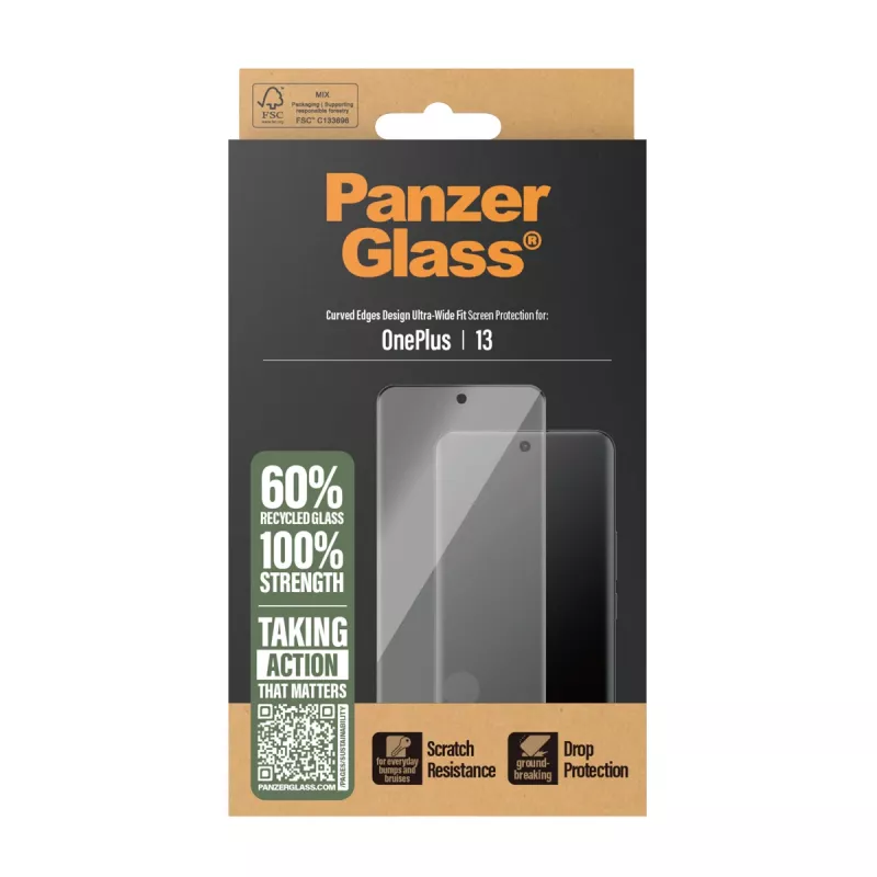 PanzerGlass ekraanikaitse OnePlus 13 Ultra-Wide Fit kriimustus- ja löögikindel