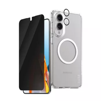 PanzerGlass kaitsekomplekt Flagship 3-in-1: ümbris, privaatsusklaas, kaamera objektiivi kate Samsung Galaxy S25 Edge jaoks