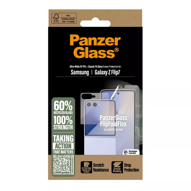 PanzerGlass Protective Set FlipFoldFlex 2-in-1 Classic Fit Glass + ülilai TPU-kile Samsungile