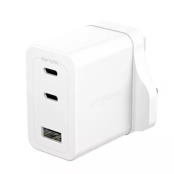 PanzerGlass empower™ by ® Turbo 70W mitme laadija, sisaldab 2 x USB-C + USB-A | UK pistik | Hõbevalge