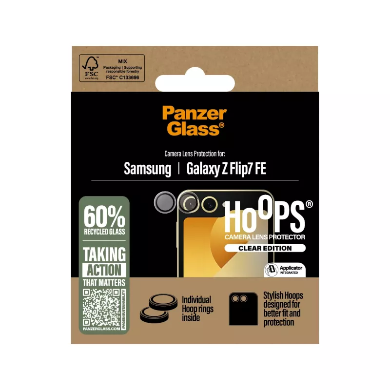 PanzerGlass ® Hoops® kaamera läätse kaitseklaas Samsung Galaxy Z Flip7 FE, läbipaistev PG14878