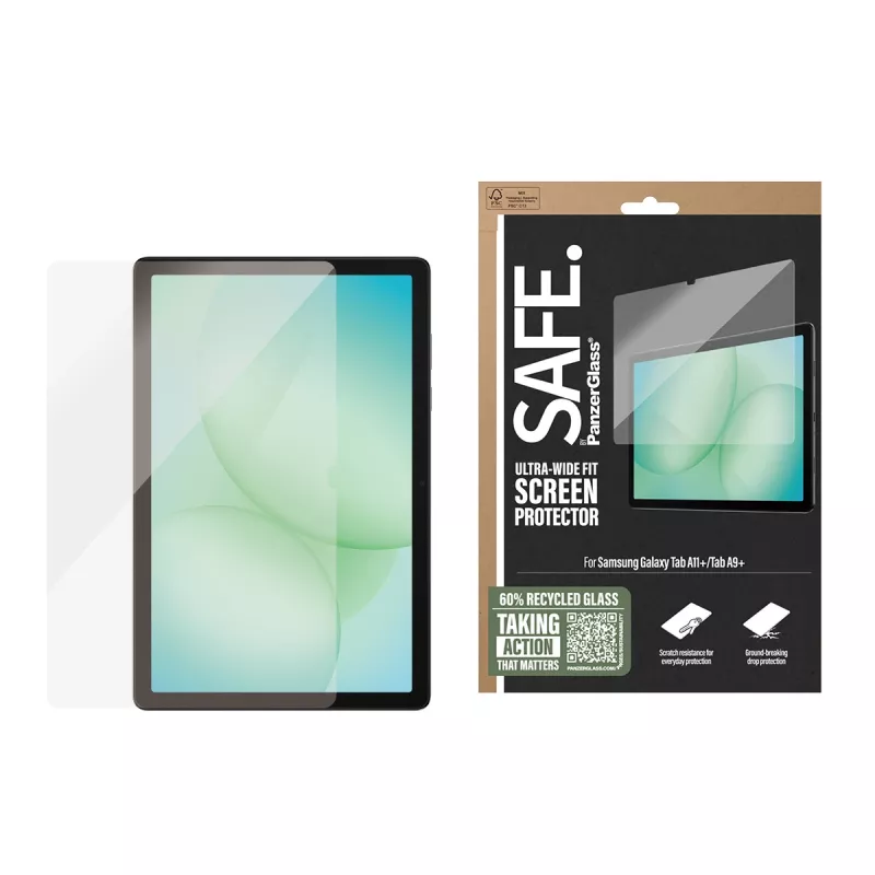 PanzerGlass SAFE. by ® ekraanikaitse Samsung Galaxy Tab A11+ | Tab A9+ | ülilai sobivus