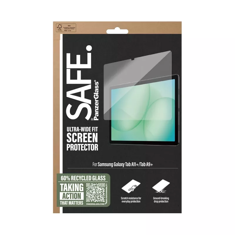 PanzerGlass SAFE. by ® ekraanikaitse Samsung Galaxy Tab A11+ | Tab A9+ | ülilai sobivus