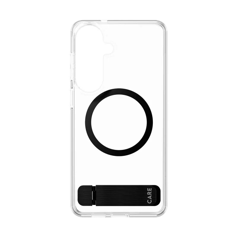 PanzerGlass CARE™ by ® läbipaistev musta tugijala ja Qi-toega ümbris Samsung Galaxy S26+ jaoks