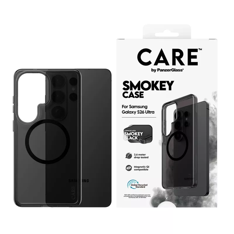 Kaitseümbris PanzerGlass CARE Urban Explorer Case Smokey musta Qi-ga Samsung Galaxy S26 Ultral