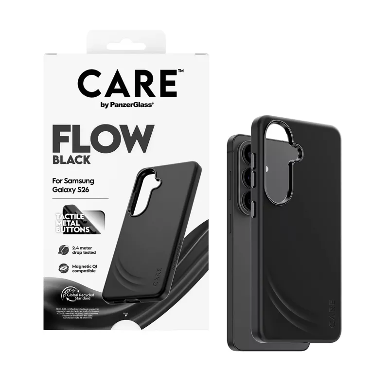 PanzerGlass CARE™ by ® Flow ümbris Must, Qi-ga Samsung Galaxy S26